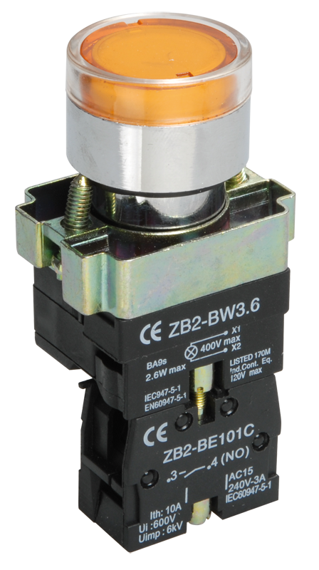 кнопка lay5-bw3561 с подсветкой желтый 1з iek