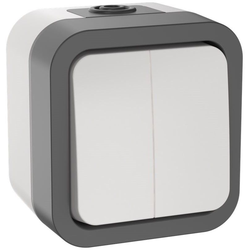 tors выключатель двухклавишный 10а ip55 ts205 сер-бел iek