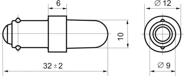 светодиодная коммутаторная лампа скл 8а-бп-2-36 прозрачная, м8