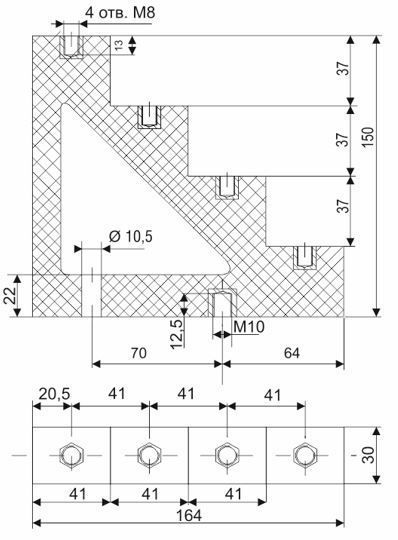 изолятор ступенчатый ис4-40 (м8) силовой с болтом иэк 