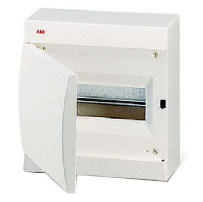 корпус пластиковый накладной 8 модулей дверь белая unibox ip40 (215х220х105мм) 122380008 abb