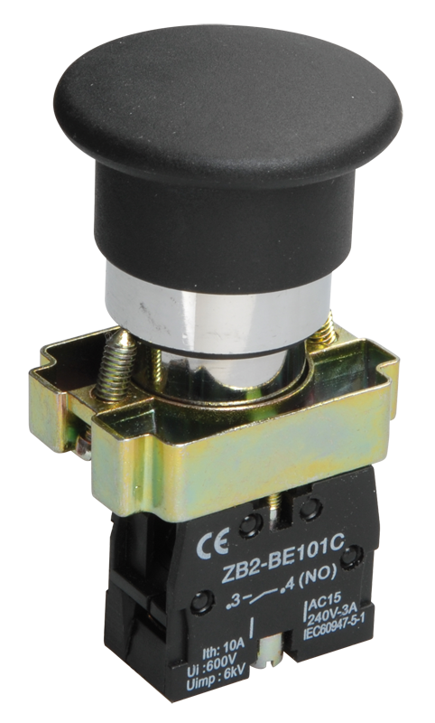 кнопка lay5-bc21 "грибок" 1з черная iek