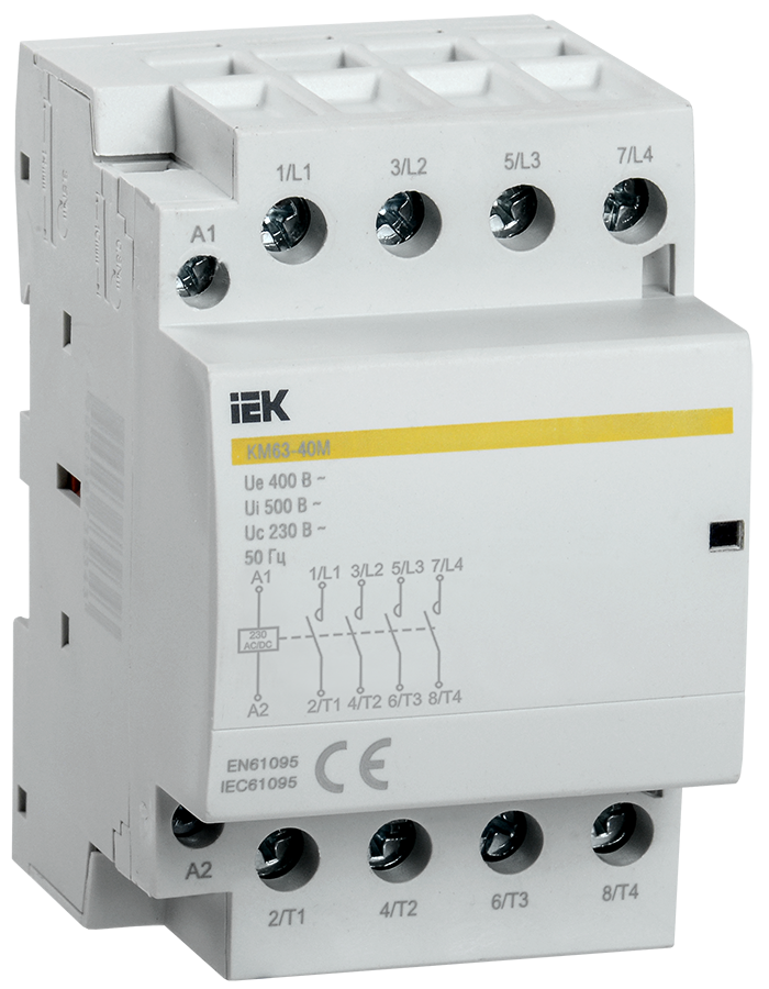 контактор модульный км63-40м ac/dc iek