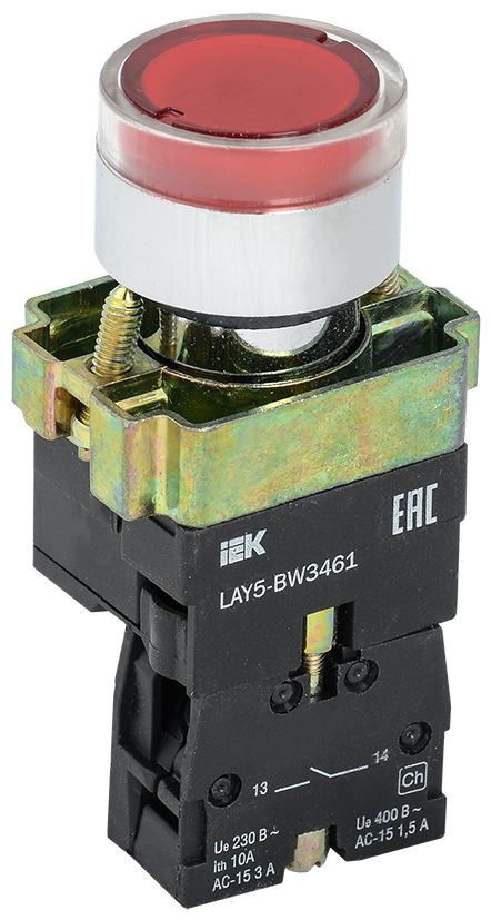 кнопка lay5-bw3461 с подсветкой красный 1з iek