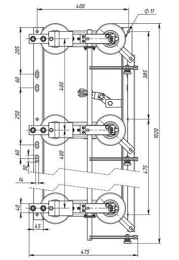 разъединитель рлнд-1-10 ii /400а ухл1 с приводом прнз-10 (алюминий) щк
