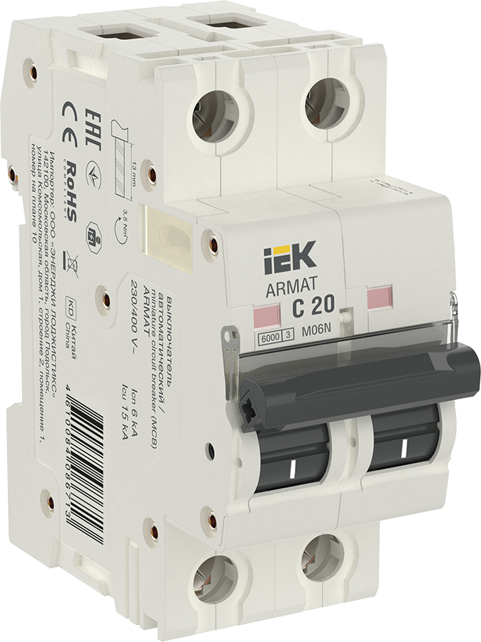 armat автоматический выключатель m06n 2p c 20а iek