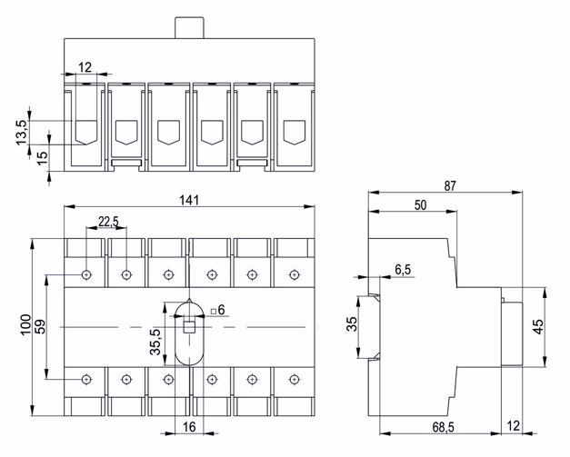 выключатель-разъединитель модульный врм-3 3p 80а iek