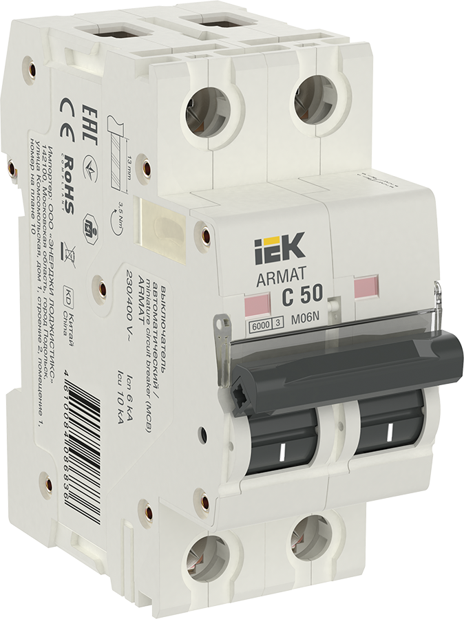 armat автоматический выключатель m06n 2p c 50а iek