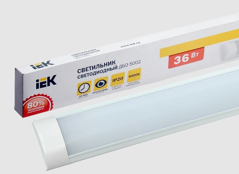 светильник led дбо 5002 36вт 4000к ip20 75х1200мм сталь iek
