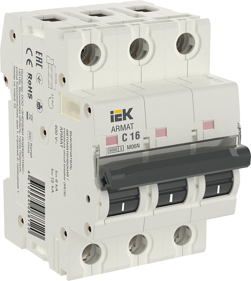 armat автоматический выключатель m06n 3p c 16а iek