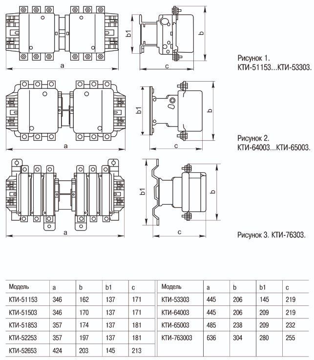 контактор кти-65003 реверс 500а 230в/ас3 iek