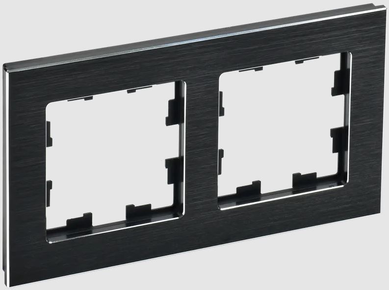 BRITE Рамка 2 -местная РУ-2-1-БрЧ металл черный IEK