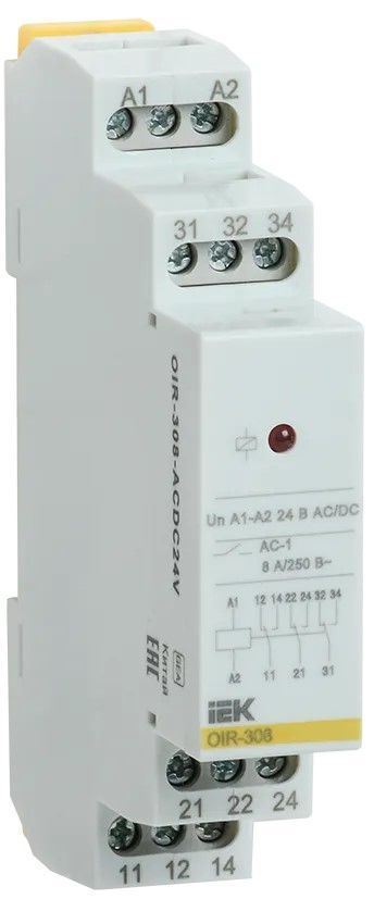 Реле промежуточное модульное OIR 3 контакта 8А 24В AC/DC IEK