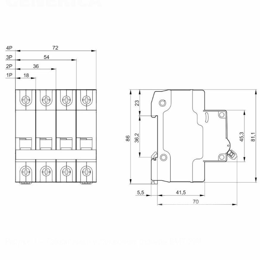 автоматический выключатель ва47-29м 3p 32а 4,5ка c generica