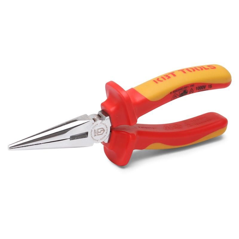длинногубцы диэлектрические 160 мм серия профи для работ под напряжением до 1000 в, стандарт vde (квт) 