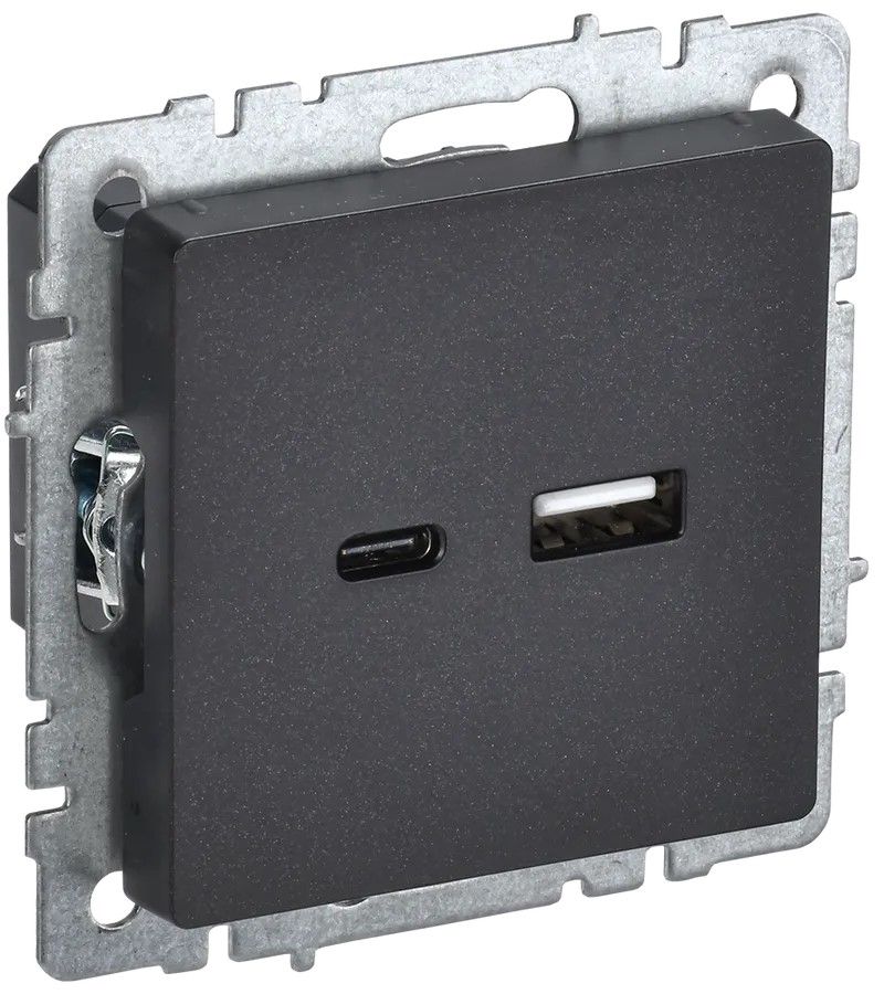 brite розетка usb a+c 18вт рю11-1-брч черный iek