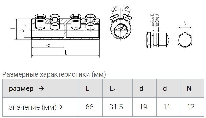 гильза 4сбе- 25/50 болтовая (квт) упак.10шт