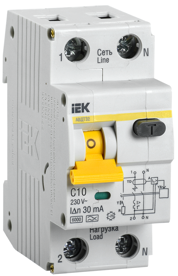 Автоматический выключатель дифференциального тока АВДТ32 C10 30mА IEK