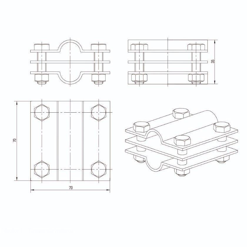 зажим заземления крестообразный стержень-стержень оцинкованная сталь iek