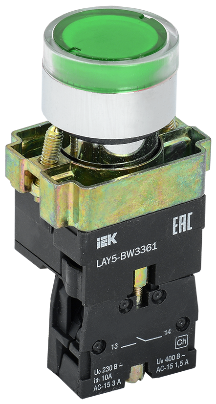 кнопка lay5-bw3361 с подсветкой зеленый 1з iek