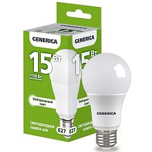 Лампа светодиодная A60 груша 15Вт 230В 4000К E27 GENERICA
