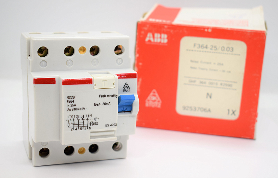выключатель дифференциальный (узо) f364 4р 25а  30mа (abb)