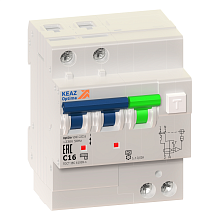 Автоматический выключатель дифференциального тока АВДТ OptiDin VD63-22C16-A-УХЛ4 (2P, C16, 30mA) (КEАZ)