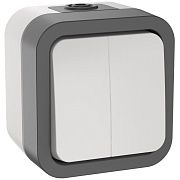 tors выключатель двухклавишный 10а ip55 ts205 сер-бел iek