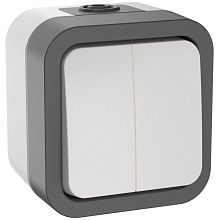 TORS Выключатель двухклавишный 10А IP55 TS205 сер-бел IEK