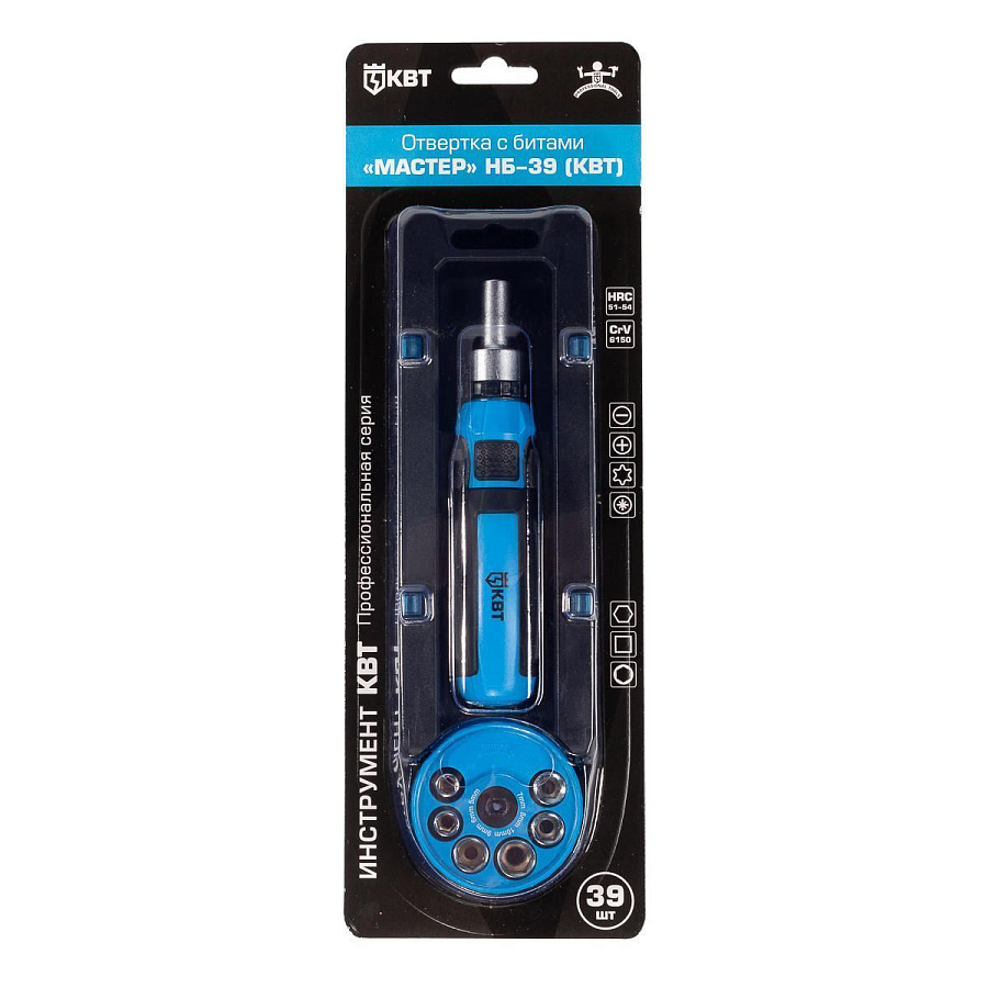 набор отвертка с битами нб-39 серия мастер (квт) 