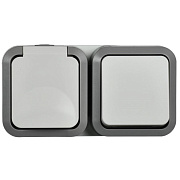 tors блок розетка + выключ. гор. 16а ip55 ts242 сер-бел iek