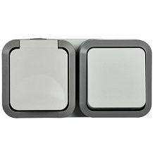 TORS Блок розетка + выключ. гор. 16А IP55 TS242 сер-бел IEK