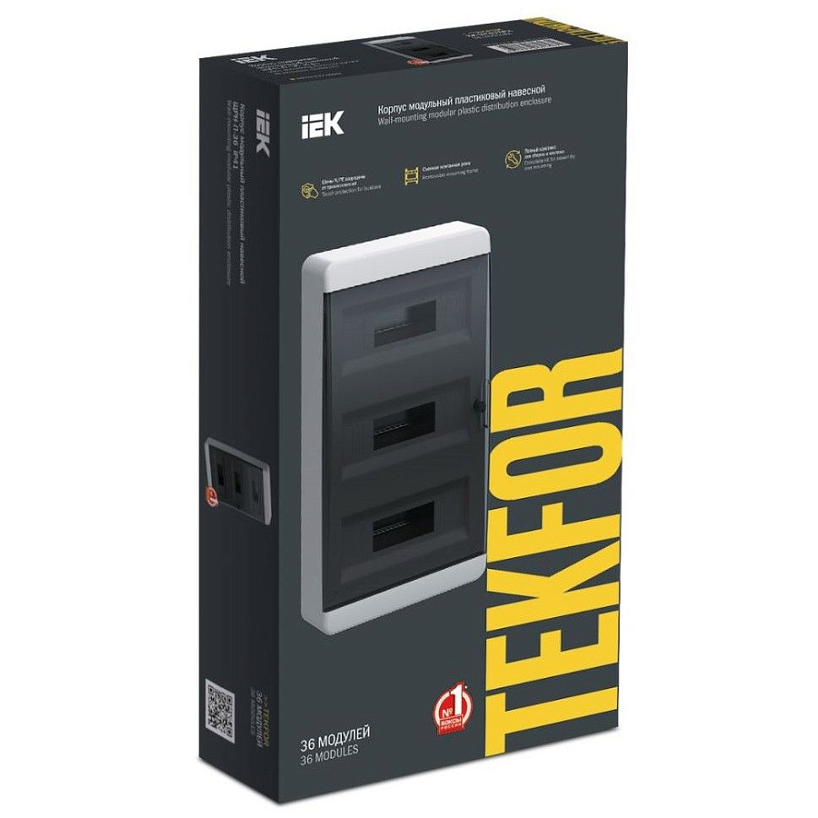 tekfor корпус пластиковый щрн-п-36 ip41 черная прозрачная дверь iek