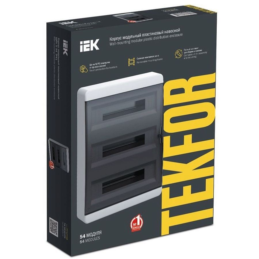 tekfor корпус пластиковый щрн-п-54 ip41 черная прозрачная дверь iek