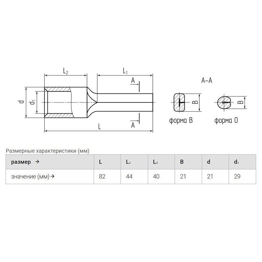 наконечник ншп 240-44 штифтовой луженый (квт) упак.5шт