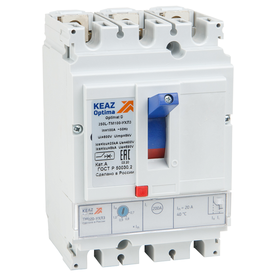 выключатель автоматический optimat d250n-tm080-ухл3 (keaz)