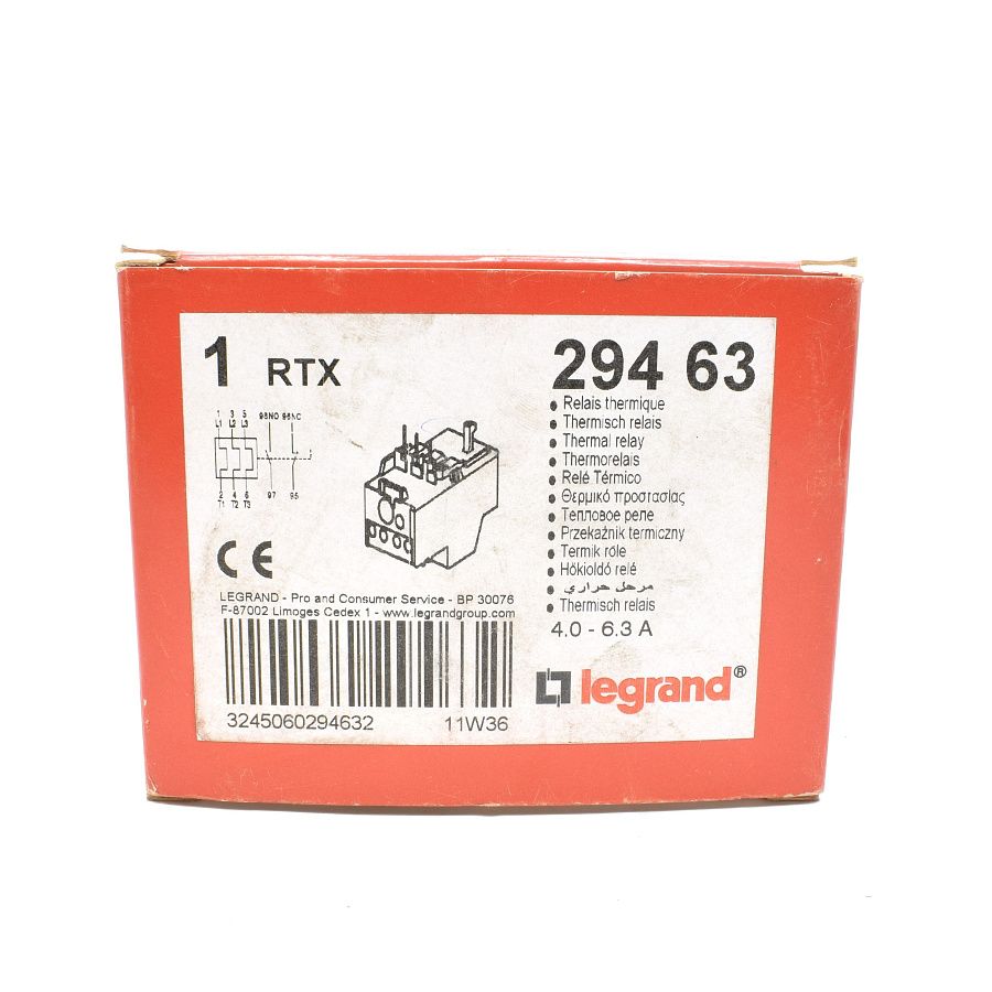 реле тепловое rtx-1 (4,0-6,3а) 1н.о+1н.з (типоразмер 1) legrand (29463) 
