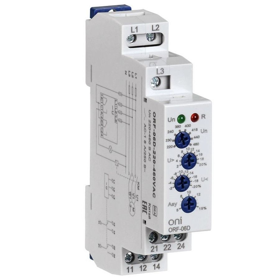 реле контроля фаз orf-06d 3 фазы 2 контакта 220-460в ac oni 