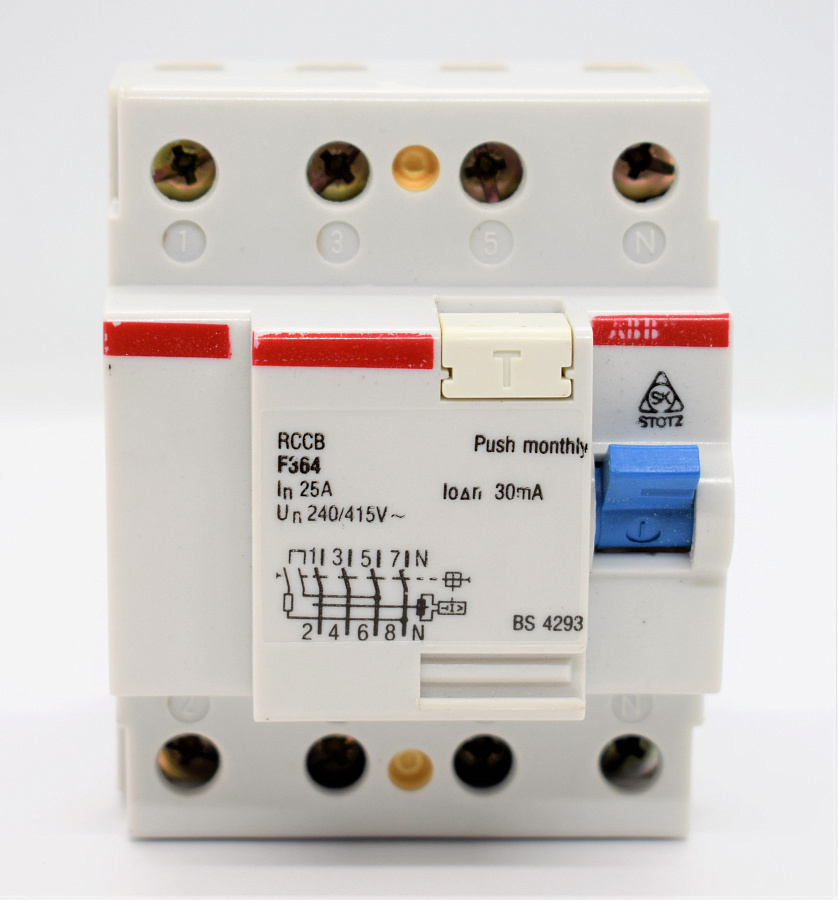 выключатель дифференциальный (узо) f364 4р 25а  30mа (abb)