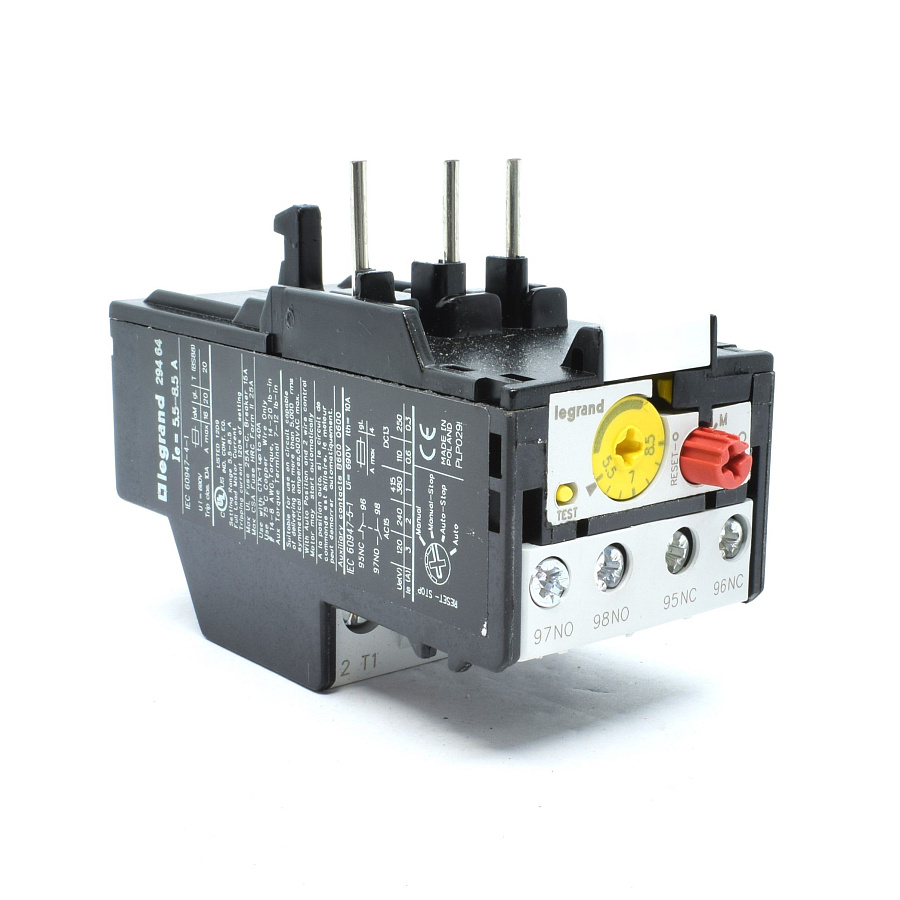 реле тепловое rtx-1 (5,5-8,5а) 1н.о+1н.з (типоразмер 1) legrand (29464) 