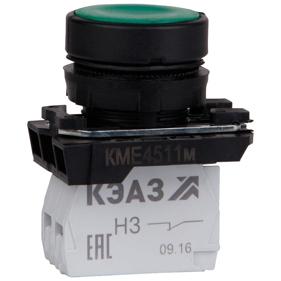кнопка кме4511м-зеленый-1но+1нз-цилиндр-ip54-кэаз
