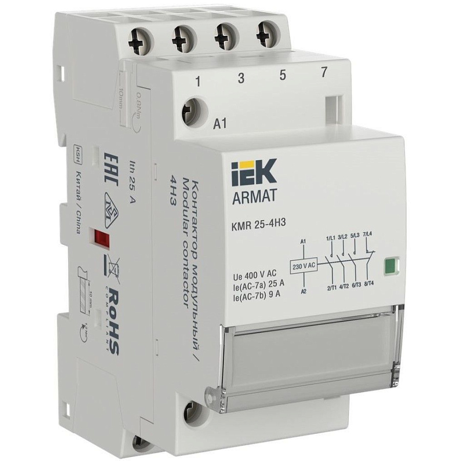 armat контактор модульный kmr 25а 230в ac 4нз iek
