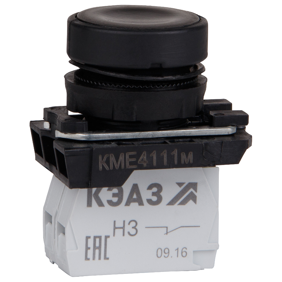 кнопка кме4111м-черный-1но+1нз-цилиндр-ip40-кэаз