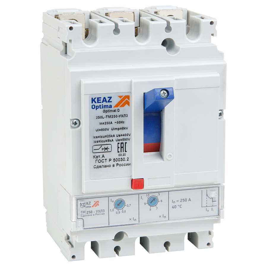 выключатель автоматический optimat d250l-tm250-ухл3 (keaz)