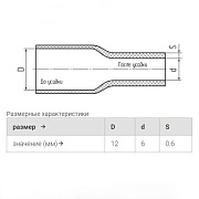 трубка термоусадочная тнт-12/6 черная в метровой нарезке (квт) 