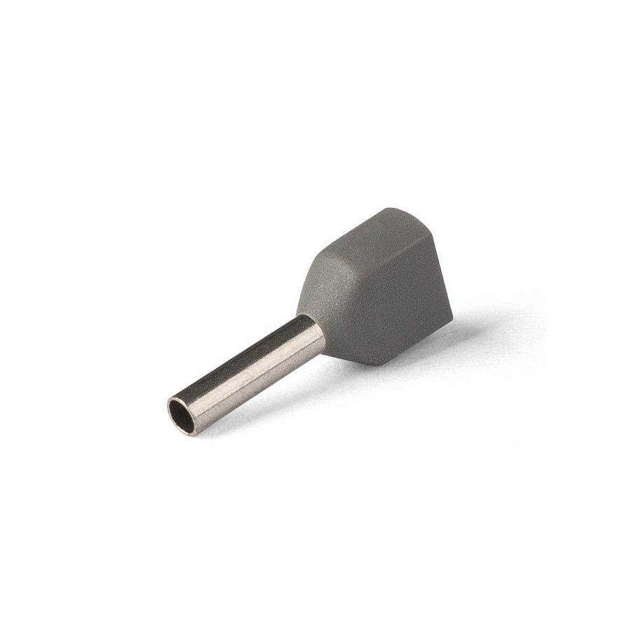 наконечник ншви (2) 0,75-8 серый 2х0,75 мм2 (квт) упак.100шт.