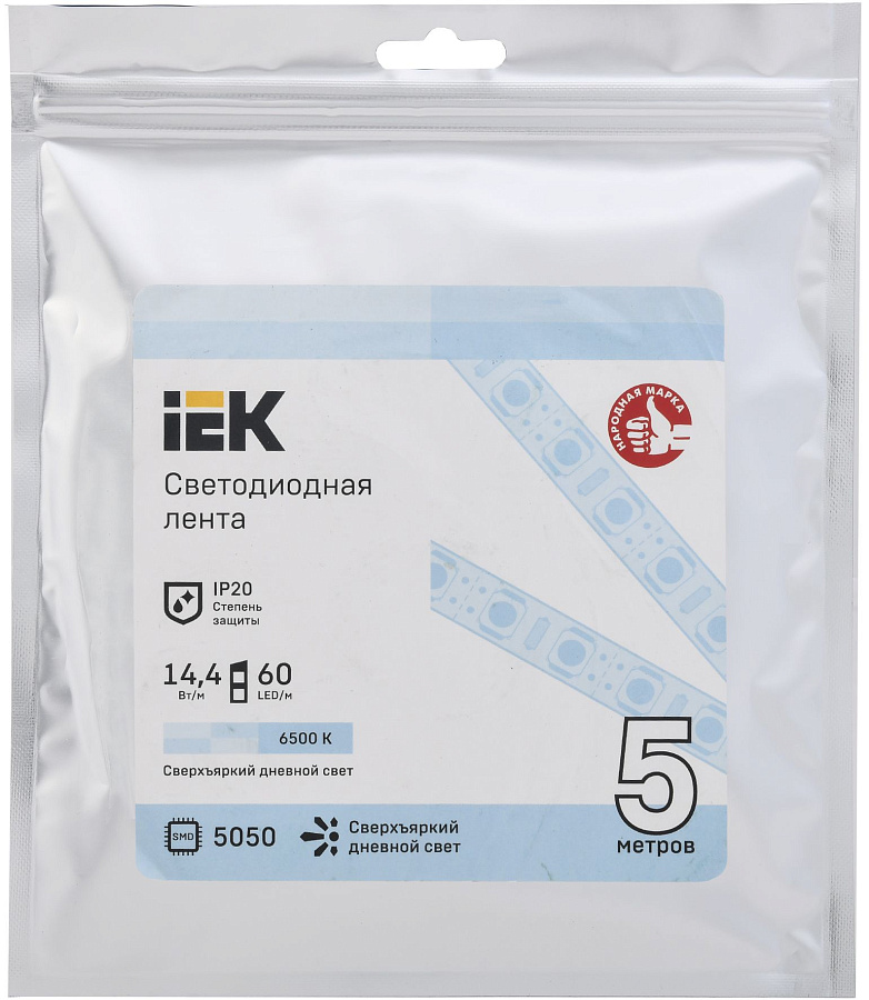 лента светодиодная 5м lsr-5050w60-14,4-ip20-12в iek
