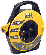 катушка ук10 с термозащитой 4 места 2p+pe/10м 3х1,5мм2 industrial iek