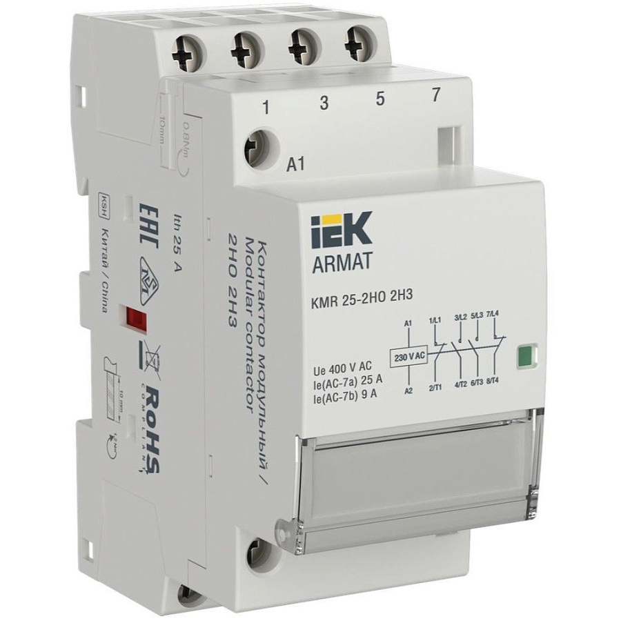 armat контактор модульный kmr 25а 230в ac 2но 2нз iek