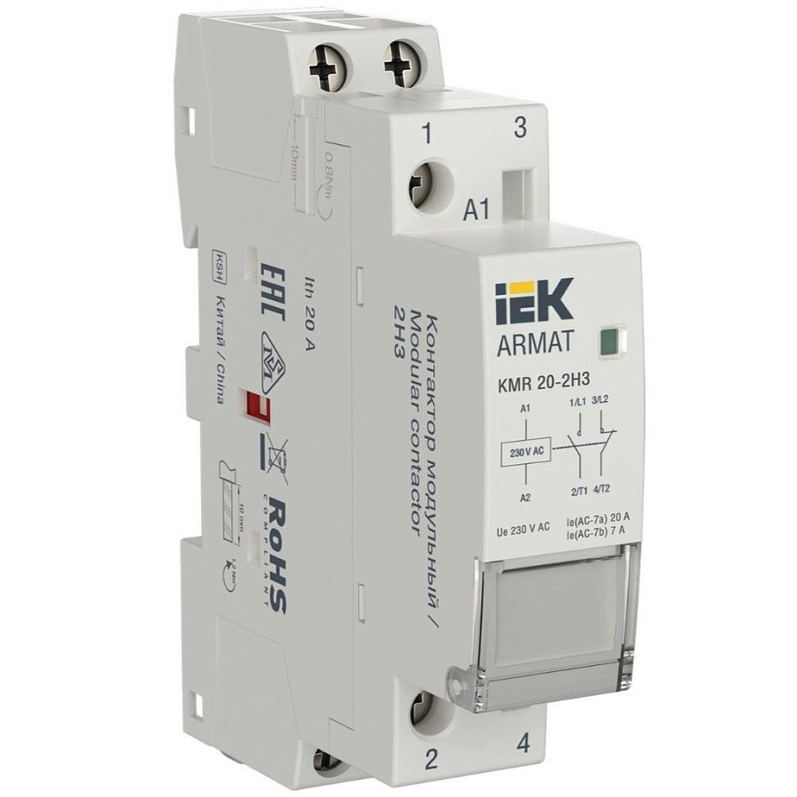 armat контактор модульный kmr 20а 230в ac 2нз iek